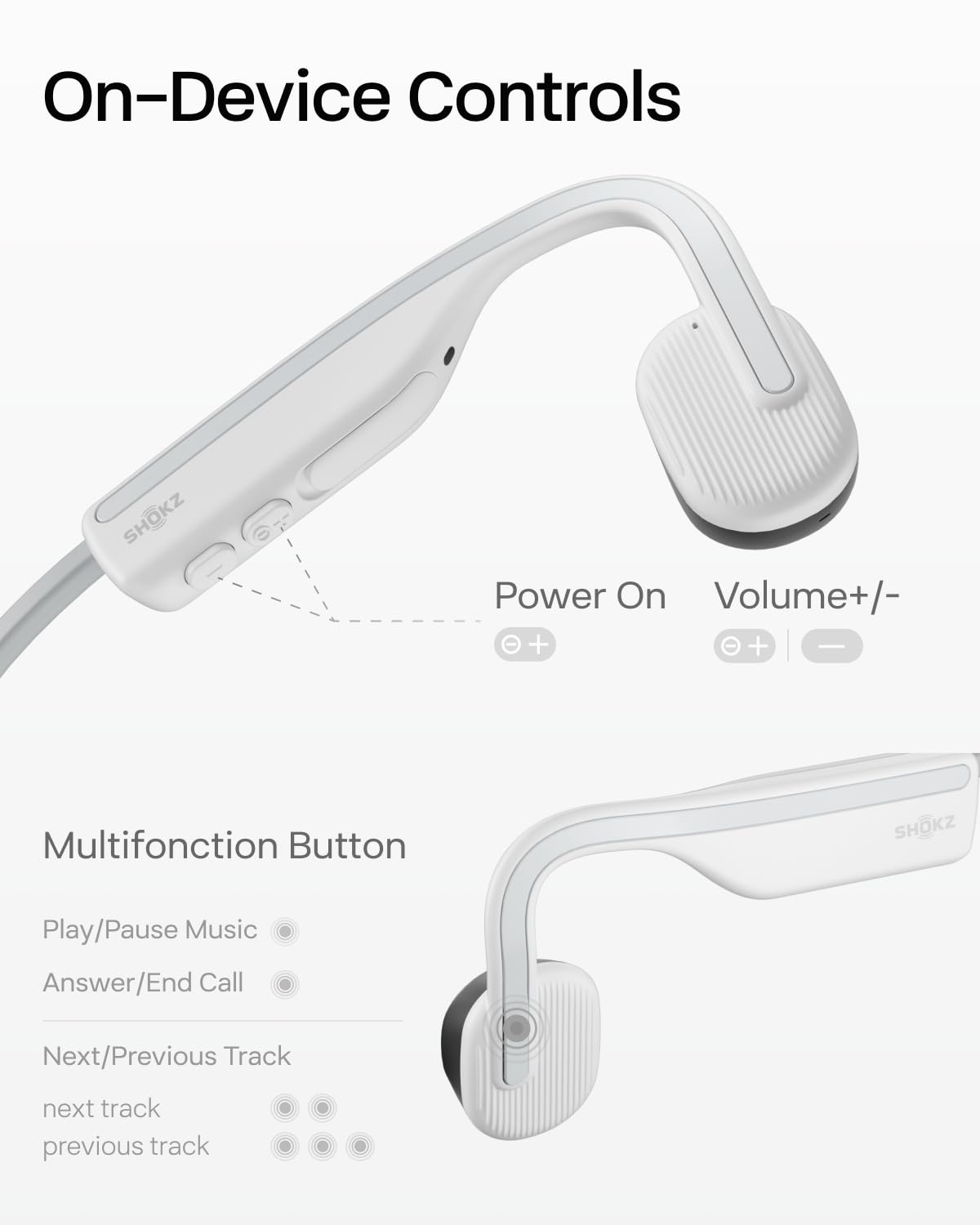 Shokz OpenMove Open Ear Bluetooth Bone Conduction Sport Headphones Sweatproof Grey