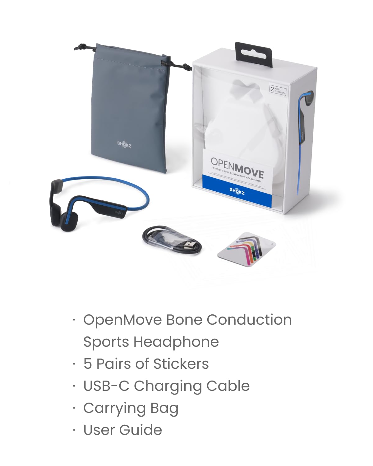 Shokz OpenMove Open Ear Bluetooth Bone Conduction Sport Headphones Sweatproof Grey