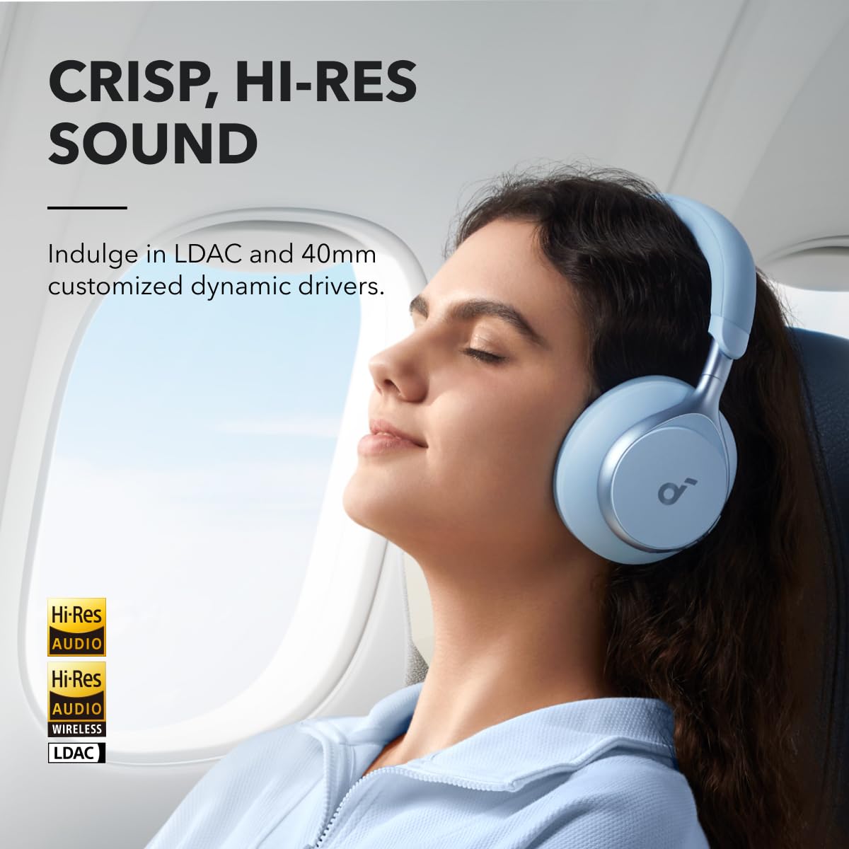 Soundcore by Anker Space One Active Noise Cancelling Headphones LDAC Hi Res Bluetooth 5.3 40H ANC