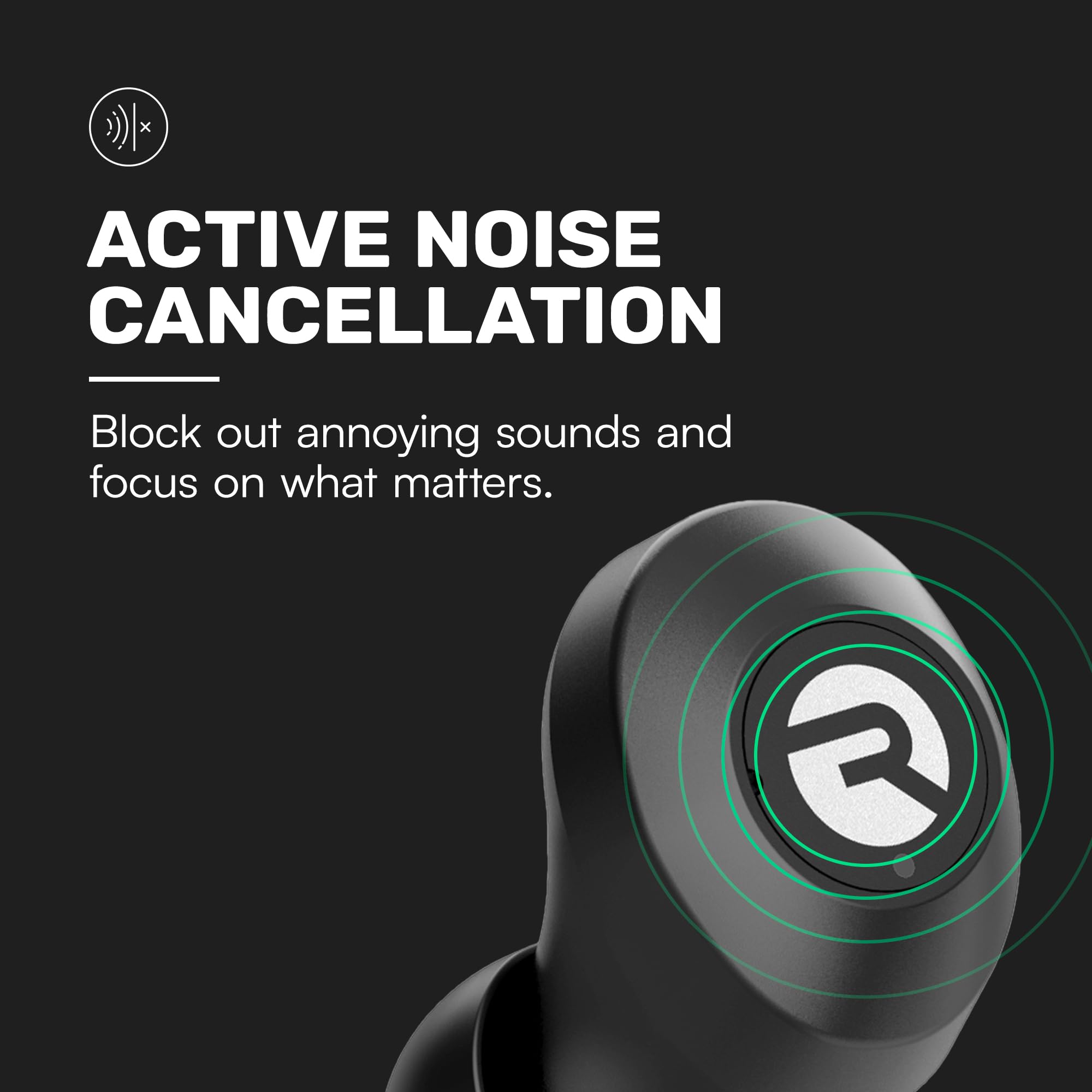 Raycon Everyday Classic Bluetooth Wireless Earbuds Active Noise Cancelling 32H Playtime Black