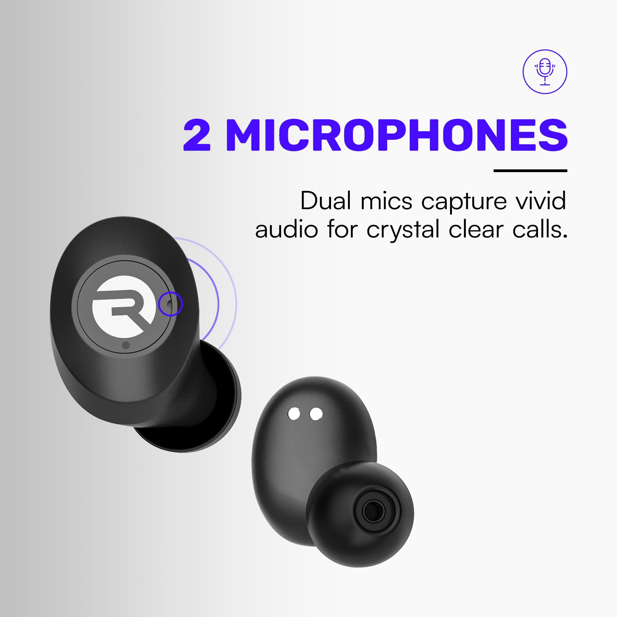 Raycon Everyday Classic Bluetooth Wireless Earbuds Active Noise Cancelling 32H Playtime Black