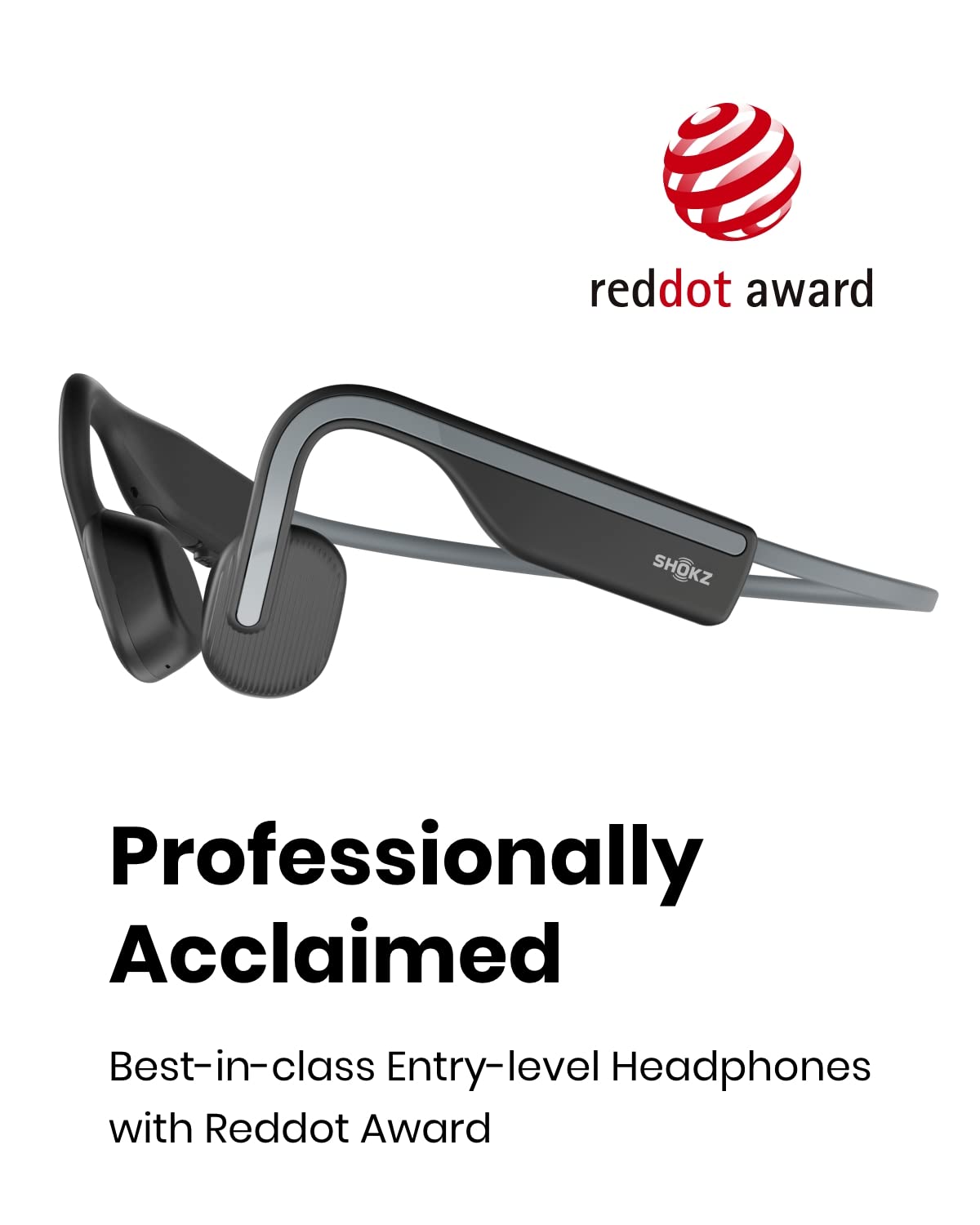 Shokz OpenMove Open Ear Bluetooth Bone Conduction Sport Headphones Sweatproof Grey