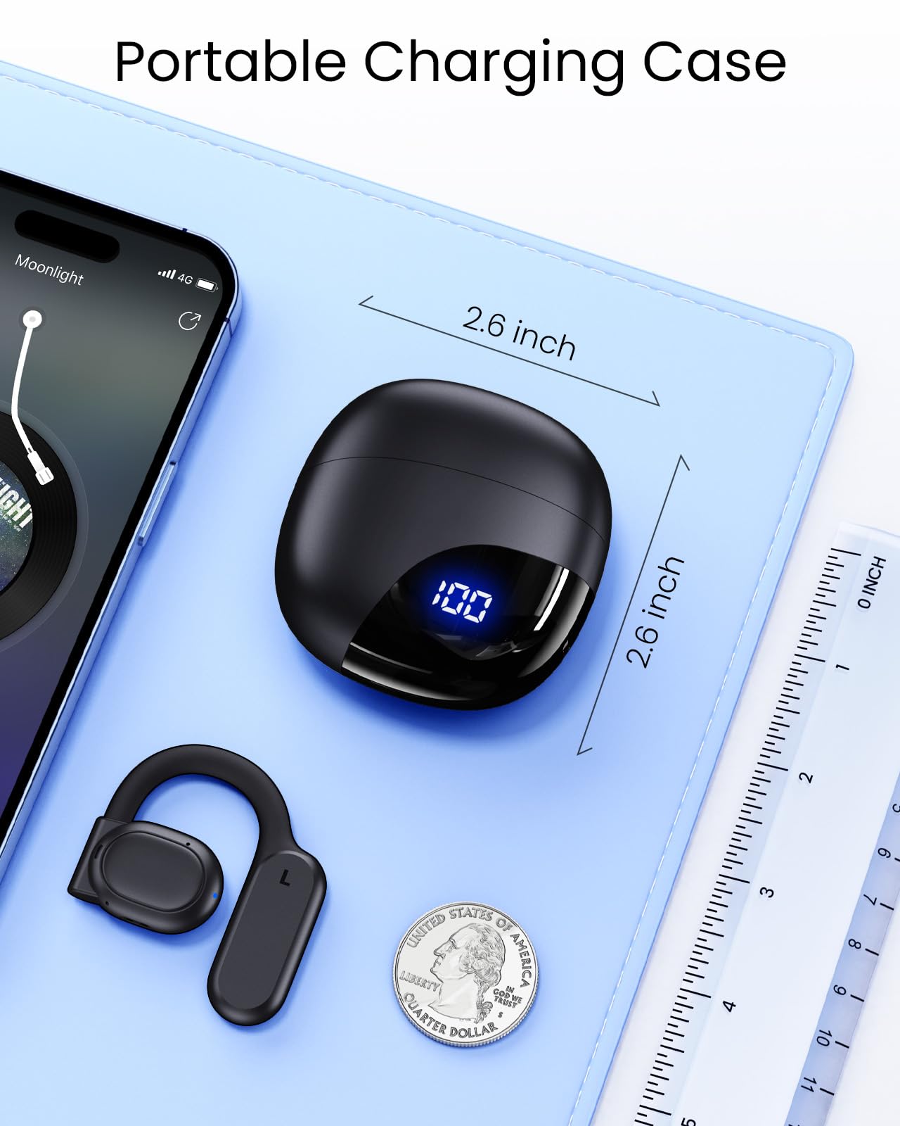 AI Translation Earbuds Real Time 164 Languages 80H Playtime Translator Bluetooth K08 Black