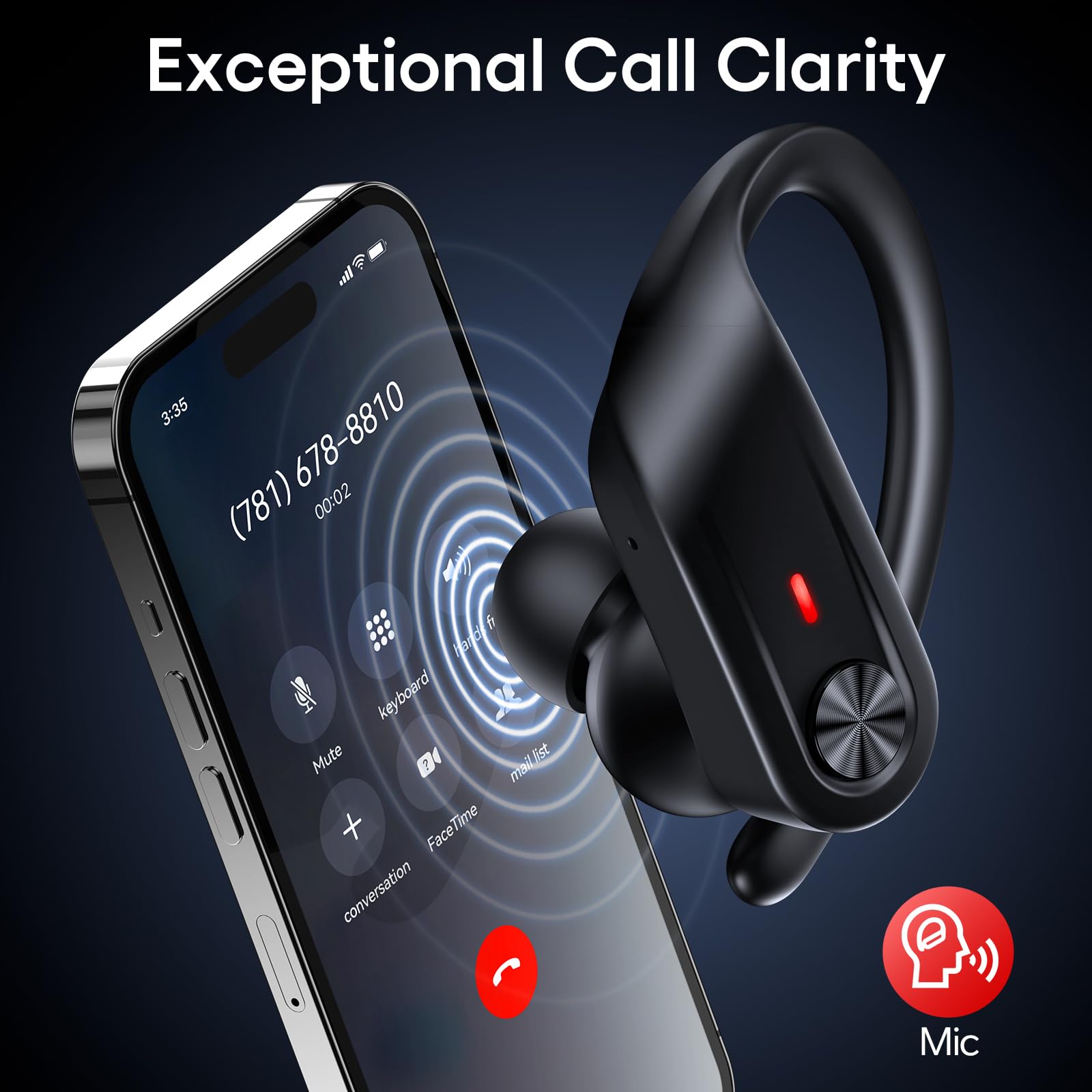 Hybrid Active Noise Cancelling Wireless Earbuds 80H Playtime Hi Res Stereo Bluetooth Sports Earbuds