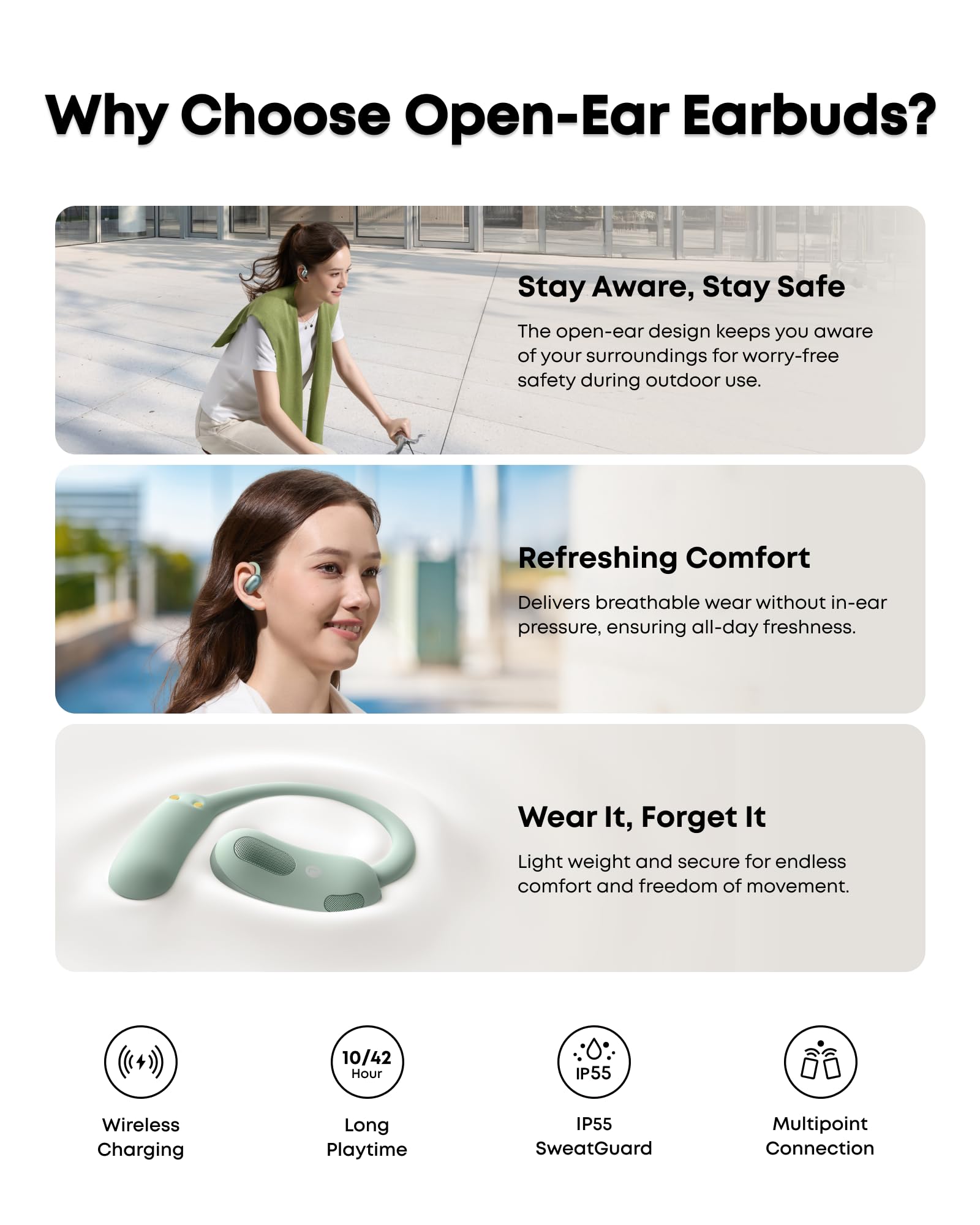 Soundcore AeroFit 2 by Anker Open Ear Headphones Real Time Translation 42H Playtime Hi Res IP55