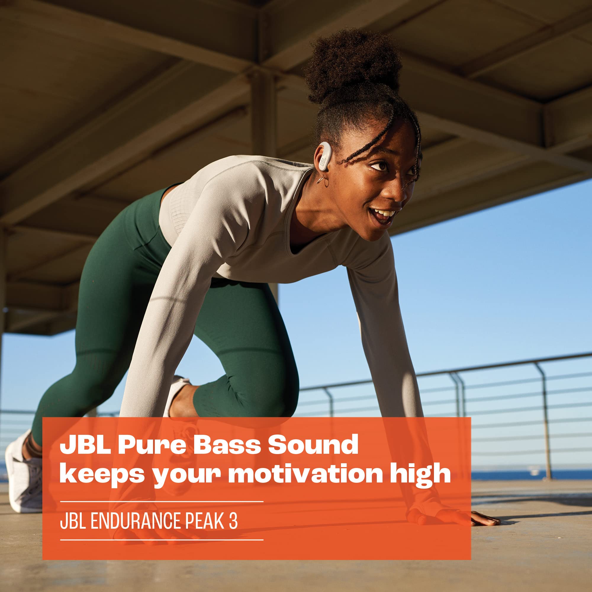 JBL Endurance Peak 3 IP68 True Wireless Active Earbuds Pure Bass Sound 50H Playback Black