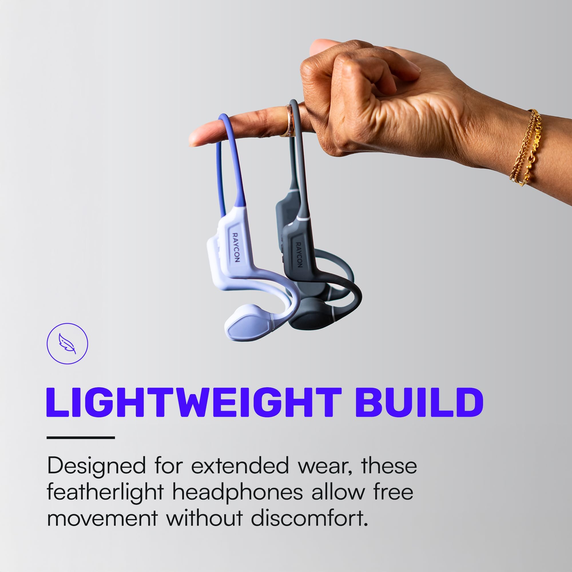 Raycon Everyday Bone Conduction Bluetooth Open Ear Running Headphones Sweat Water Resistant 13H Playtime Gray