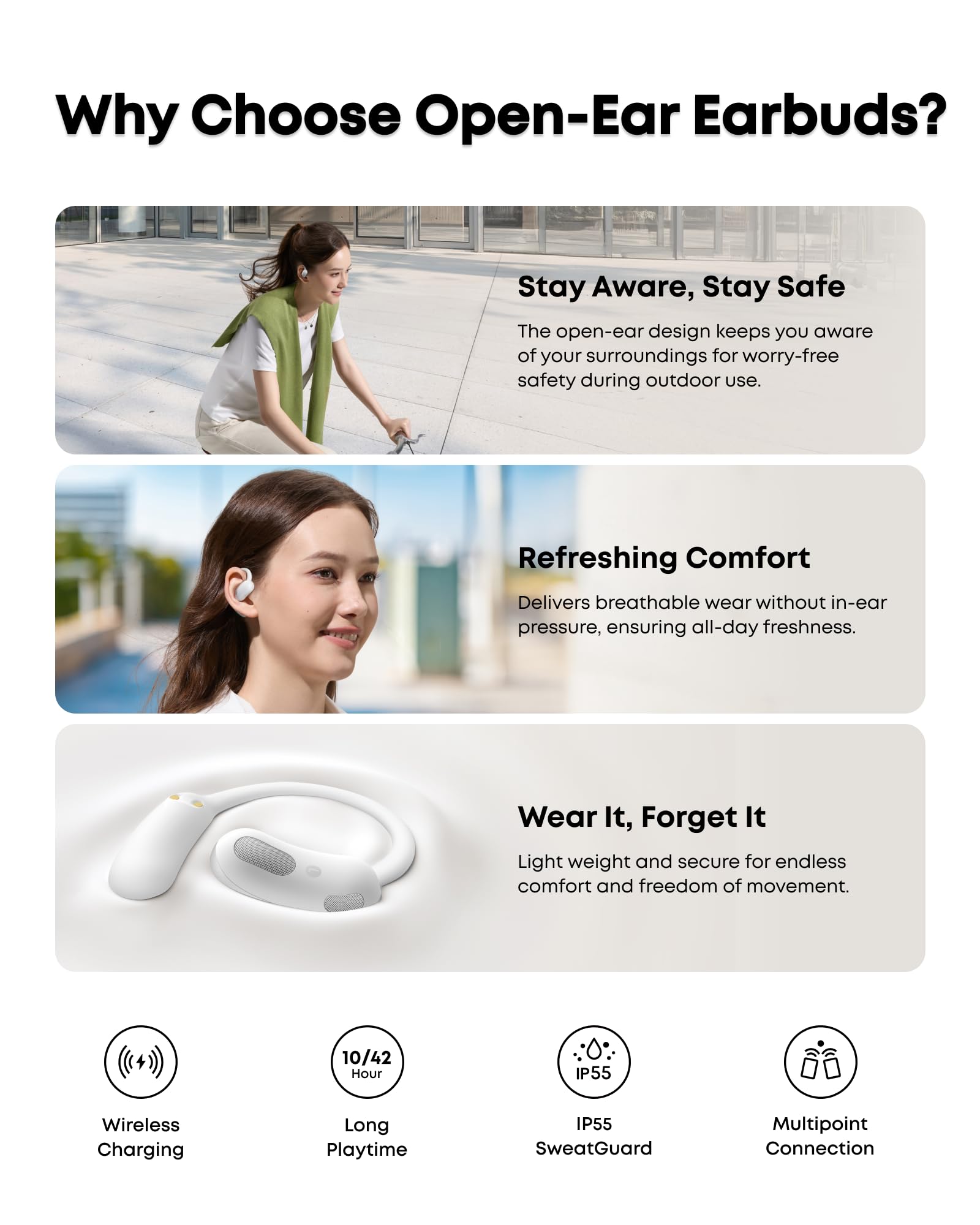 Soundcore AeroFit 2 by Anker Open Ear Headphones Real Time Translation 42H Playtime Hi Res IP55