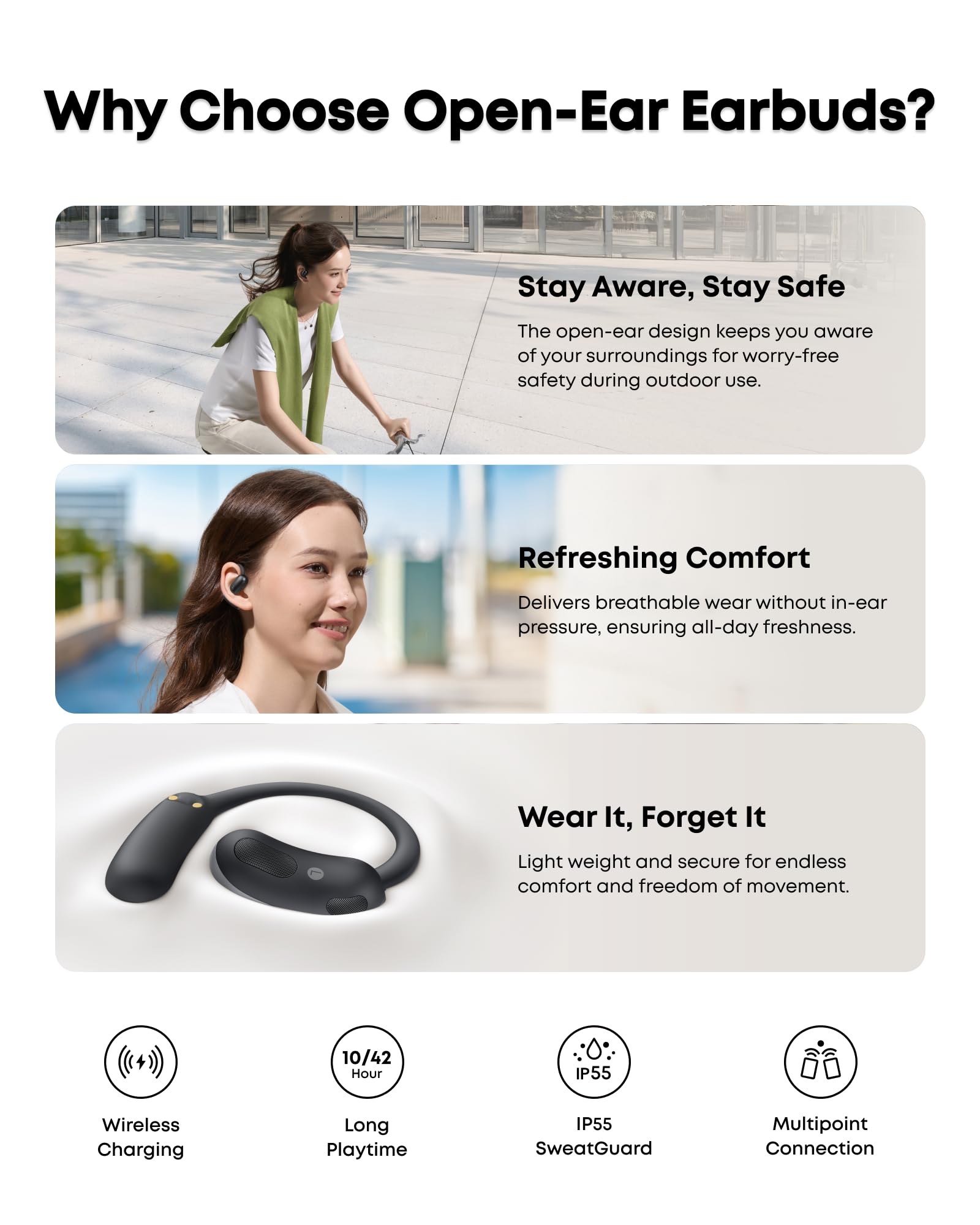 Soundcore AeroFit 2 by Anker Open Ear Headphones Real Time Translation 42H Playtime Hi Res IP55