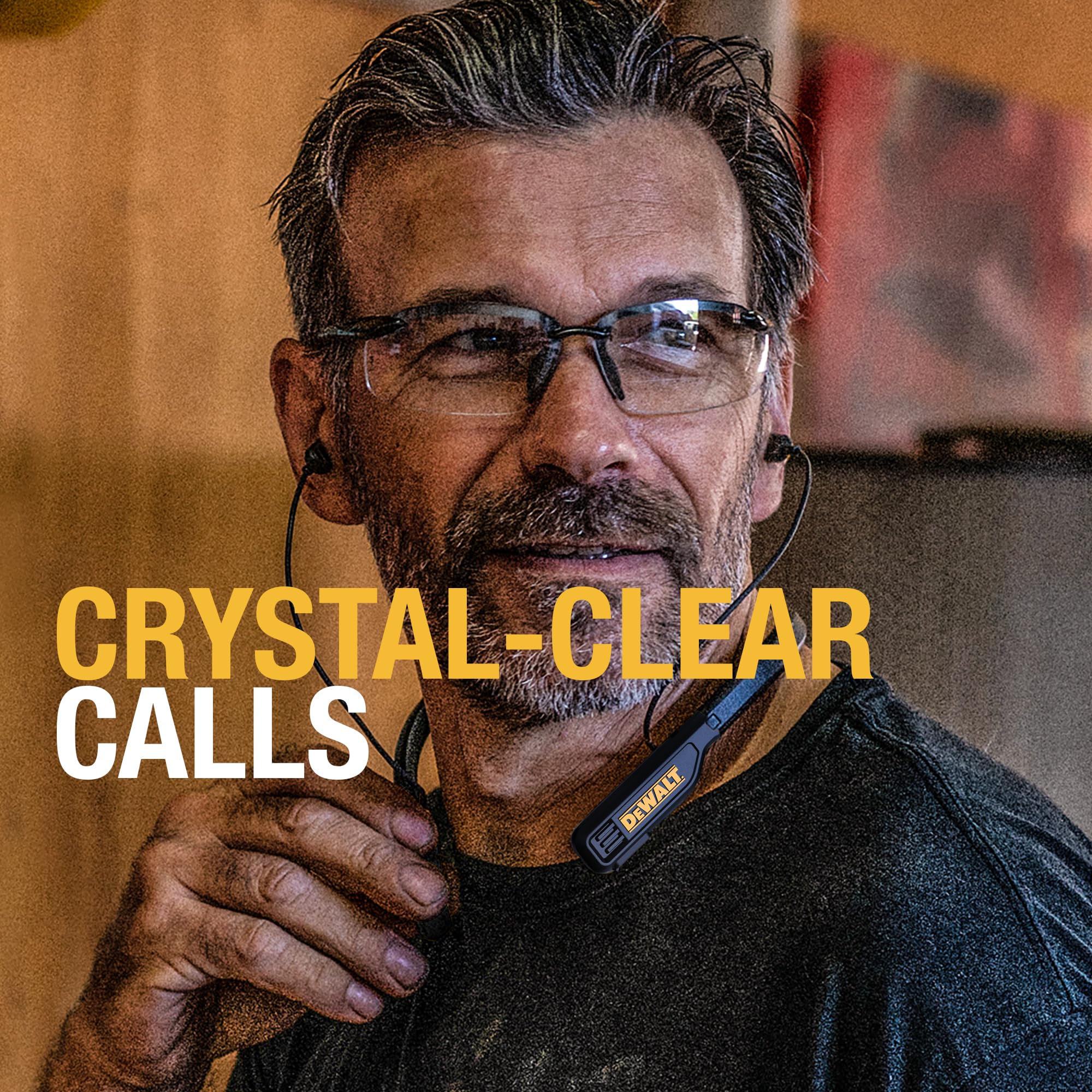 DEWALT Heavy Duty Magnetic Bluetooth Neckband Headphones Wireless Earbuds 30H Runtime Noise Isolation Black Edition