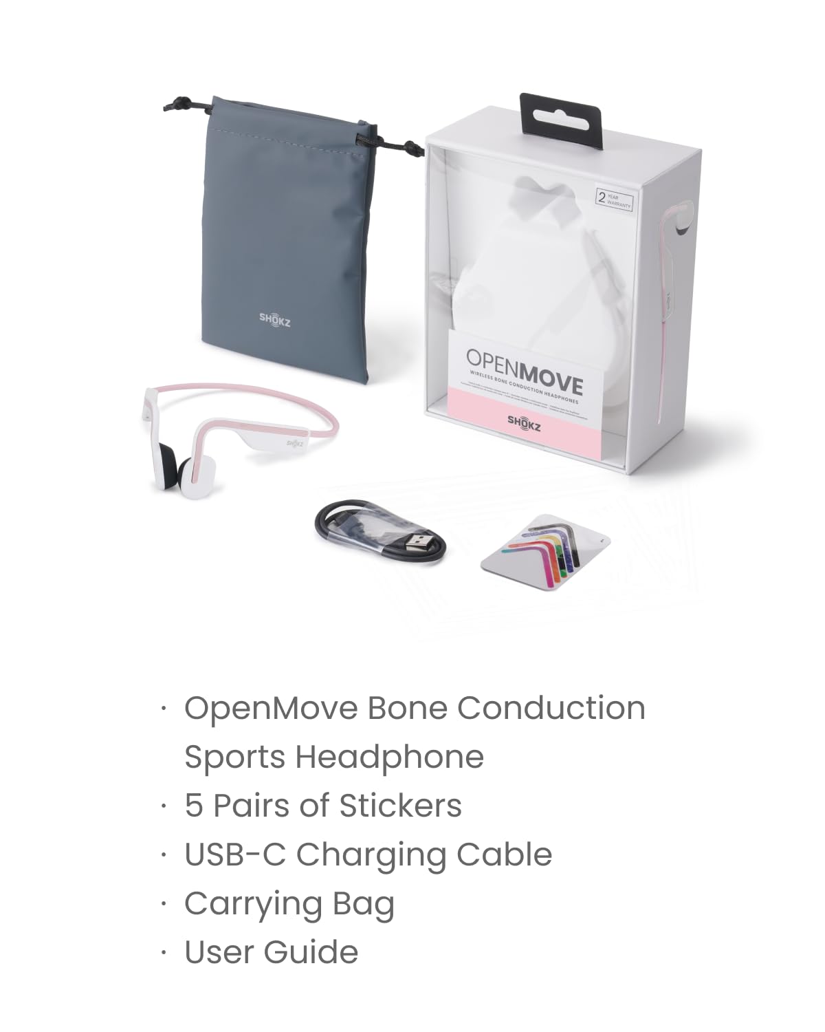 Shokz OpenMove Open Ear Bluetooth Bone Conduction Sport Headphones Sweatproof Grey