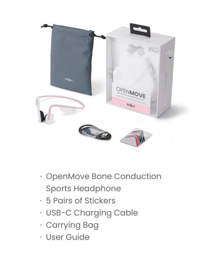 Shokz OpenMove Open Ear Bluetooth Bone Conduction Sport Headphones Sweatproof Grey