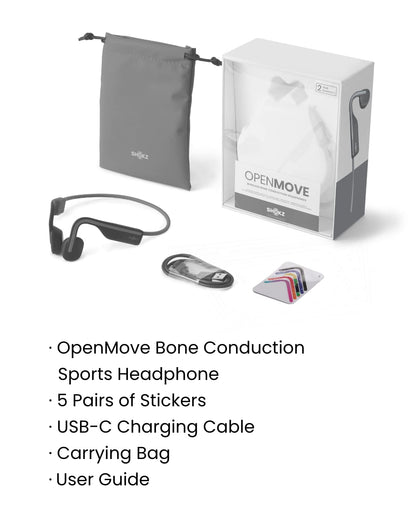 Shokz OpenMove Open Ear Bluetooth Bone Conduction Sport Headphones Sweatproof Grey