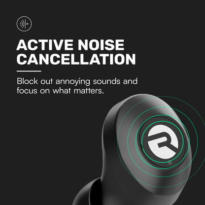 Raycon Everyday Classic Bluetooth Wireless Earbuds Active Noise Cancelling 32H Playtime Black