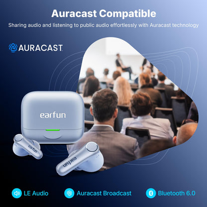 EarFun Air Pro 4+ Adaptive Noise Cancelling Wireless Earbuds Qualcomm aptX Lossless Dual Drivers 54H Bluetooth 6.0