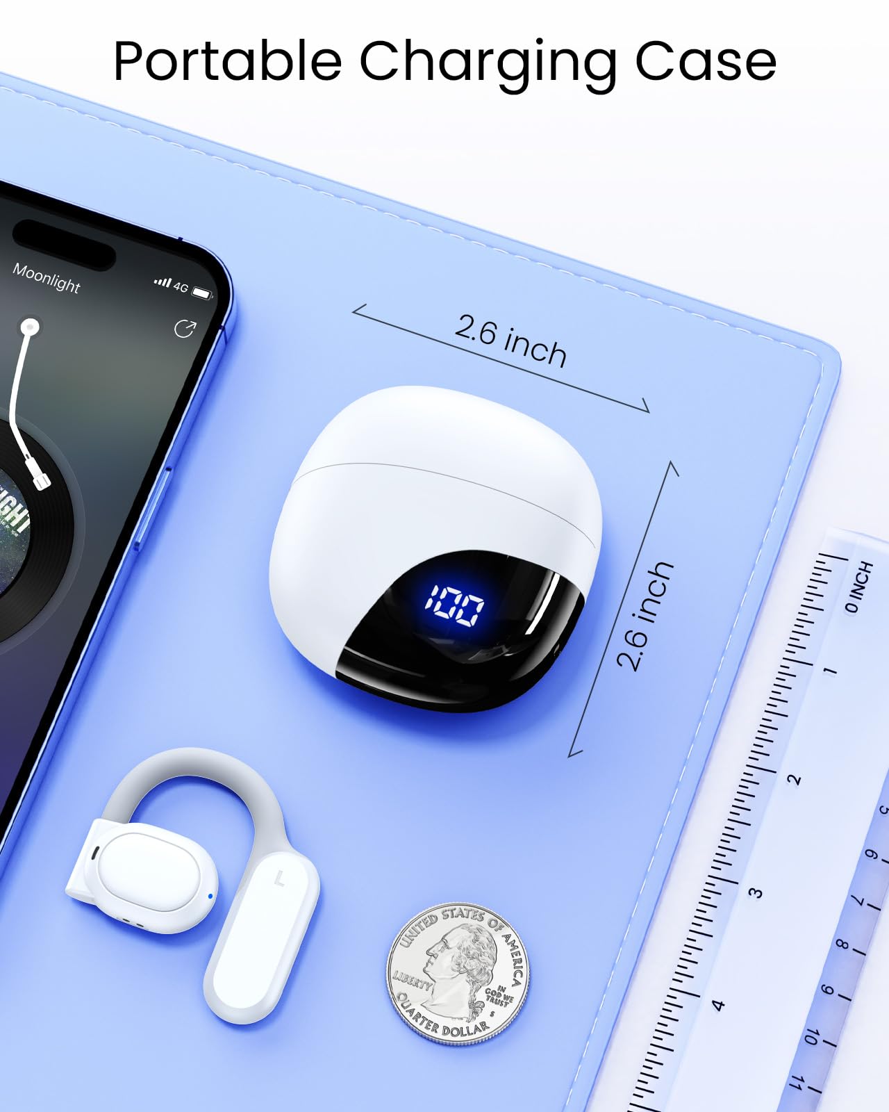 AI Translation Earbuds Real Time 164 Languages 80H Playtime Translator Bluetooth K08 White