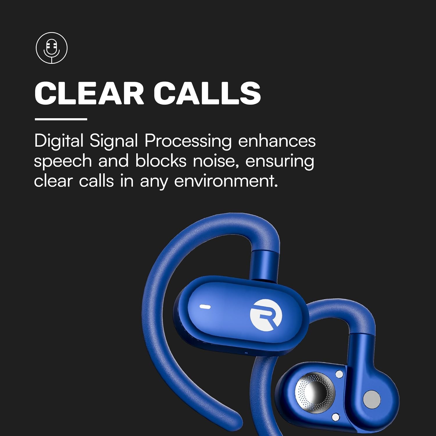 Raycon Fitness Open Ear Wireless Bluetooth Running Earbuds Sweat & Water Resistant 40H Battery Black