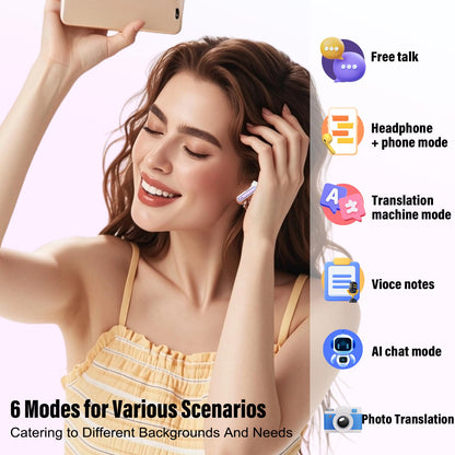 AI Translation Earbuds Real Time 164 Languages Translator Headphones 6 Modes 40H Playtime
