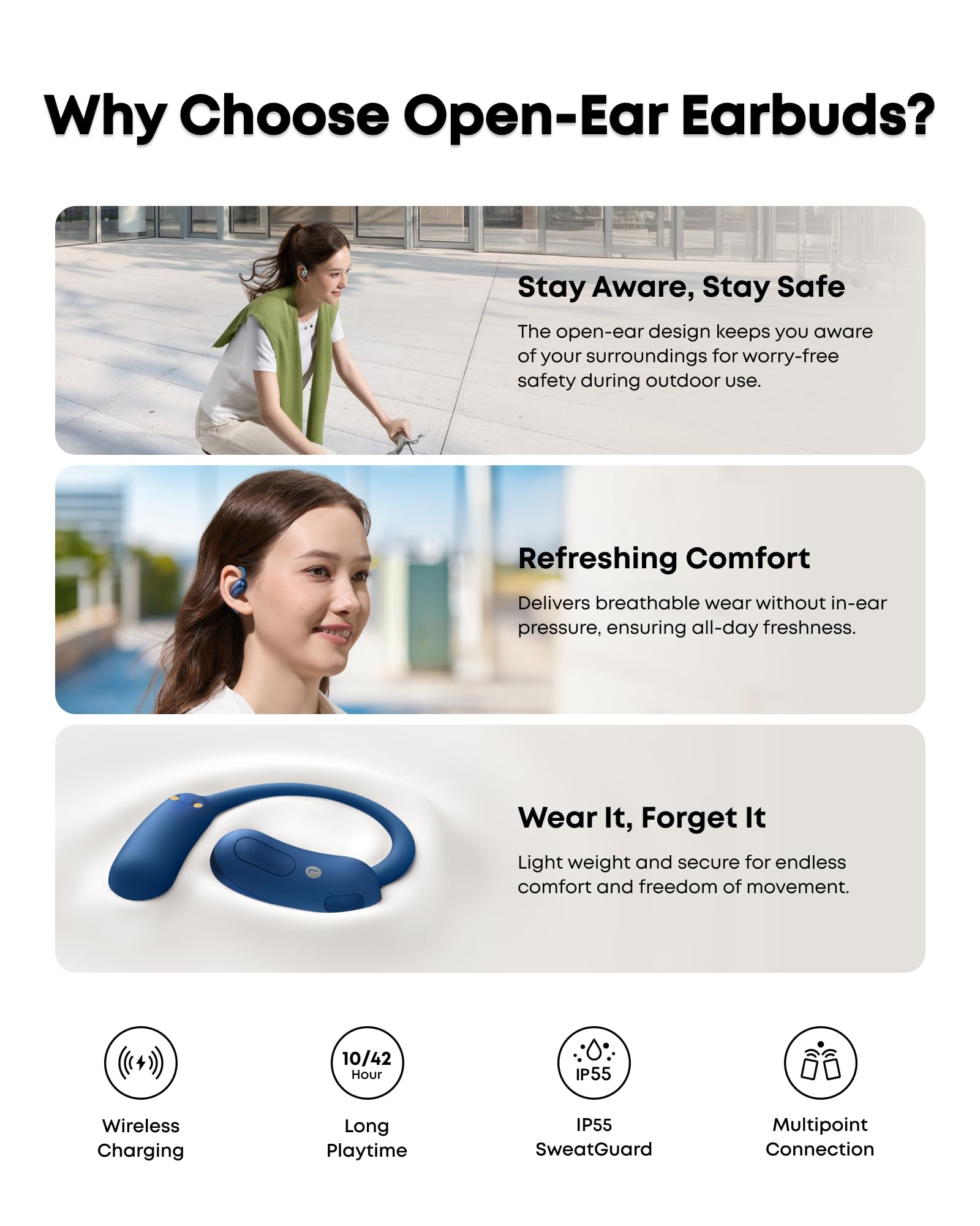 Soundcore AeroFit 2 by Anker Open Ear Headphones Real Time Translation 42H Playtime Hi Res IP55