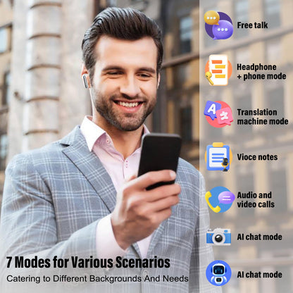 AI Translation Earbuds Real Time 164 Languages Translator Headphones 6 Modes 40H Playtime