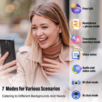 AI Translation Earbuds Real Time 164 Languages Translator Headphones 6 Modes 40H Playtime