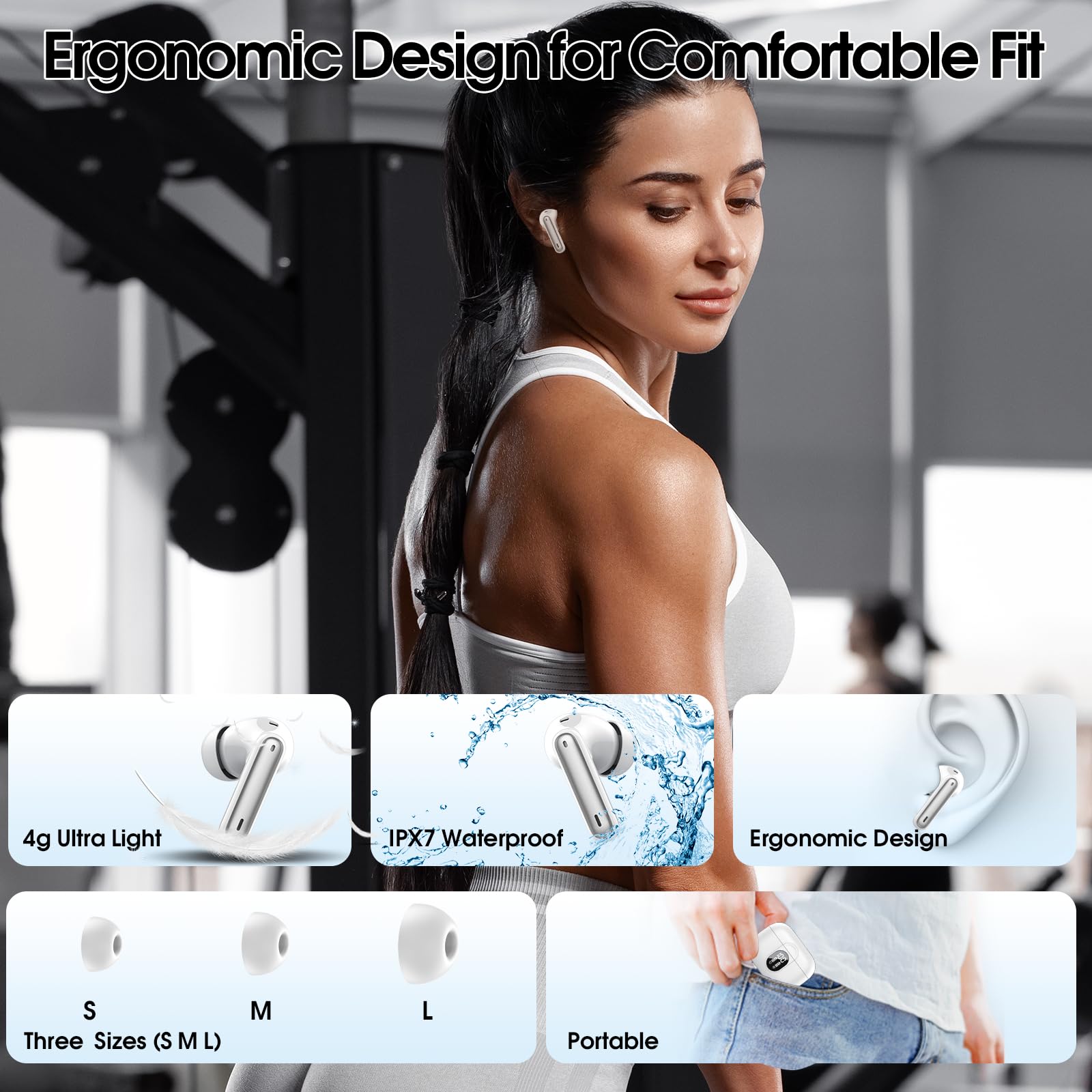 AI Translation Earbuds Real Time 164 Languages Translator Headphones 6 Modes 40H Playtime