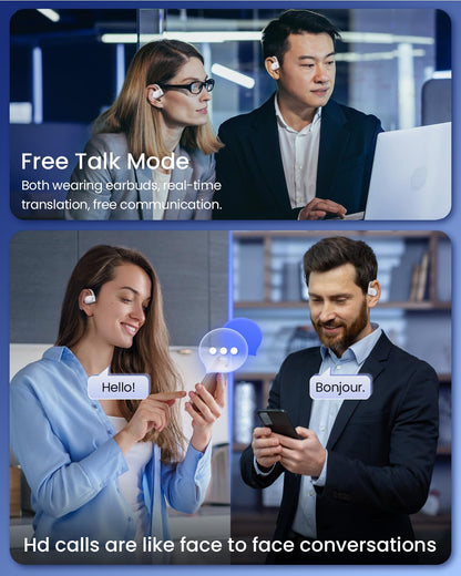 AI Translation Earbuds Real Time 164 Languages 80H Playtime Translator Bluetooth K08 White