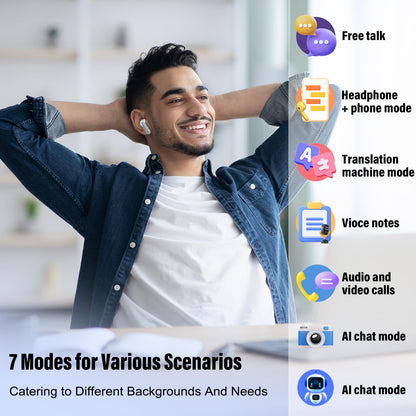 AI Translation Earbuds Real Time 164 Languages Translator Headphones 6 Modes 40H Playtime