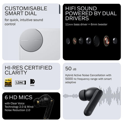 CMF Buds Pro 2 Wireless Earbuds Hybrid Noise Cancelling Bluetooth 5.3 LDAC 43H Playtime Dark Grey