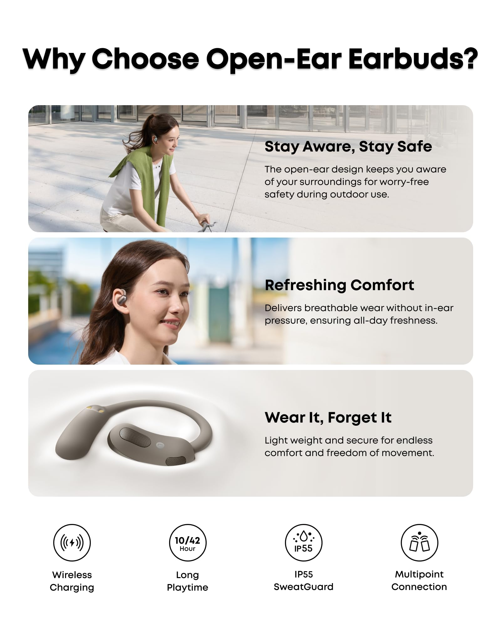 Soundcore AeroFit 2 by Anker Open Ear Headphones Real Time Translation 42H Playtime Hi Res IP55