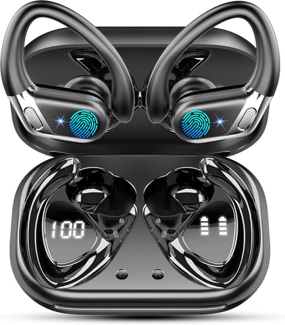 Wireless Earbuds Bluetooth 5.4 Sport Headphones ENC Mic 65H Playtime IP7 Waterproof with LED Display