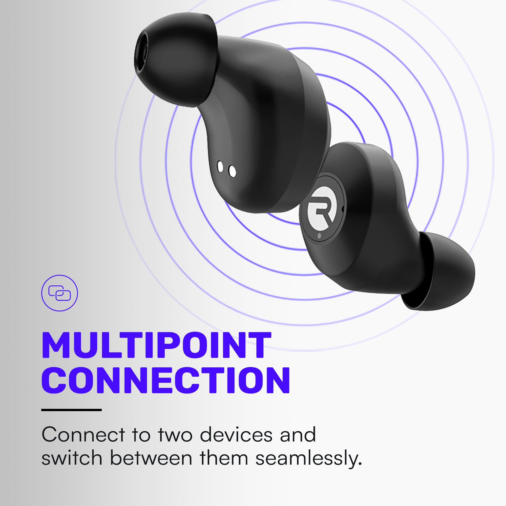Raycon Everyday Classic Bluetooth Wireless Earbuds Active Noise Cancelling 32H Playtime Black
