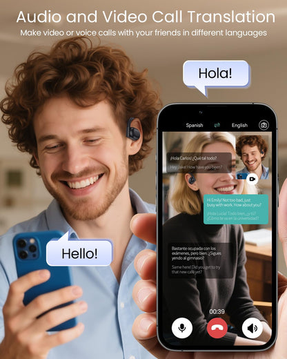 AI Translation Earbuds Real Time 164 Languages 80H Playtime Translator Bluetooth K08 Black