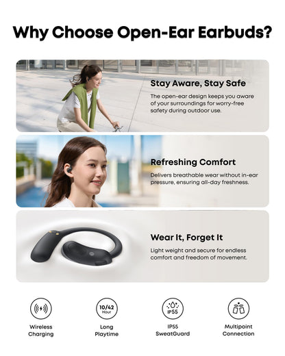 Soundcore AeroFit 2 by Anker Open Ear Headphones Real Time Translation 42H Playtime Hi Res IP55