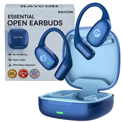 Raycon Essential Open Ear Wireless Bluetooth Earbuds Sweat Water Resistant 36H Battery Black