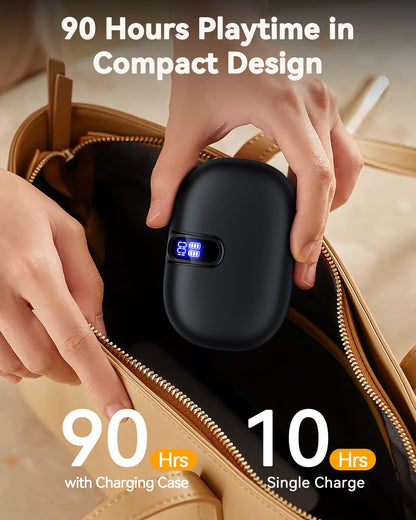 AI Translation Earbuds Real Time 164 Languages Bluetooth 90H Playtime Open Ear with LED Display Black