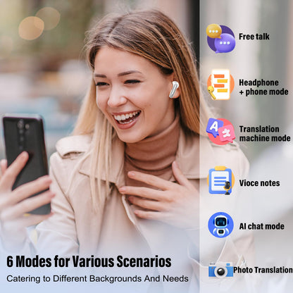 AI Translation Earbuds Real Time 164 Languages Translator Headphones 6 Modes 40H Playtime