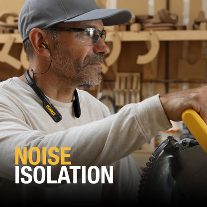 DEWALT Heavy Duty Magnetic Bluetooth Neckband Headphones Wireless Earbuds 30H Runtime Noise Isolation Black Edition